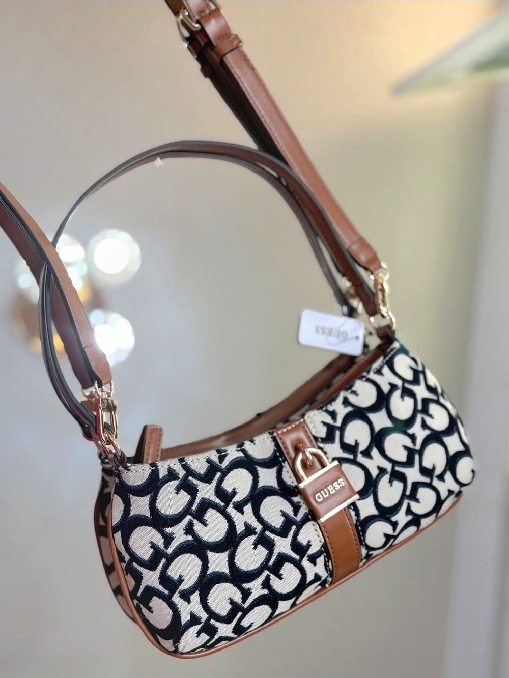 Guess Jacquard Shoulder Handbag